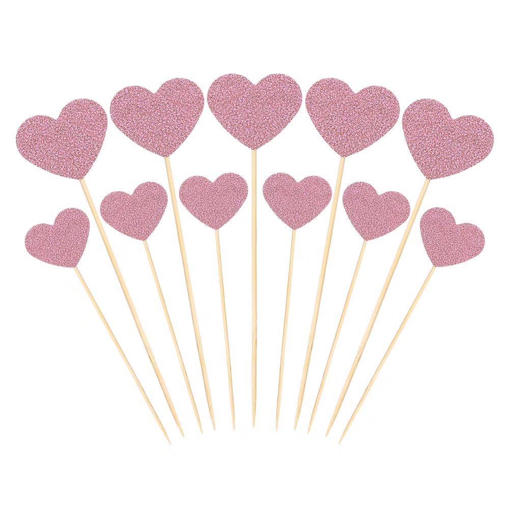 Wedding Engagement Birthday Decoration Heart Shape Cupcake Toppers Picks 50 Pcs - Image 20