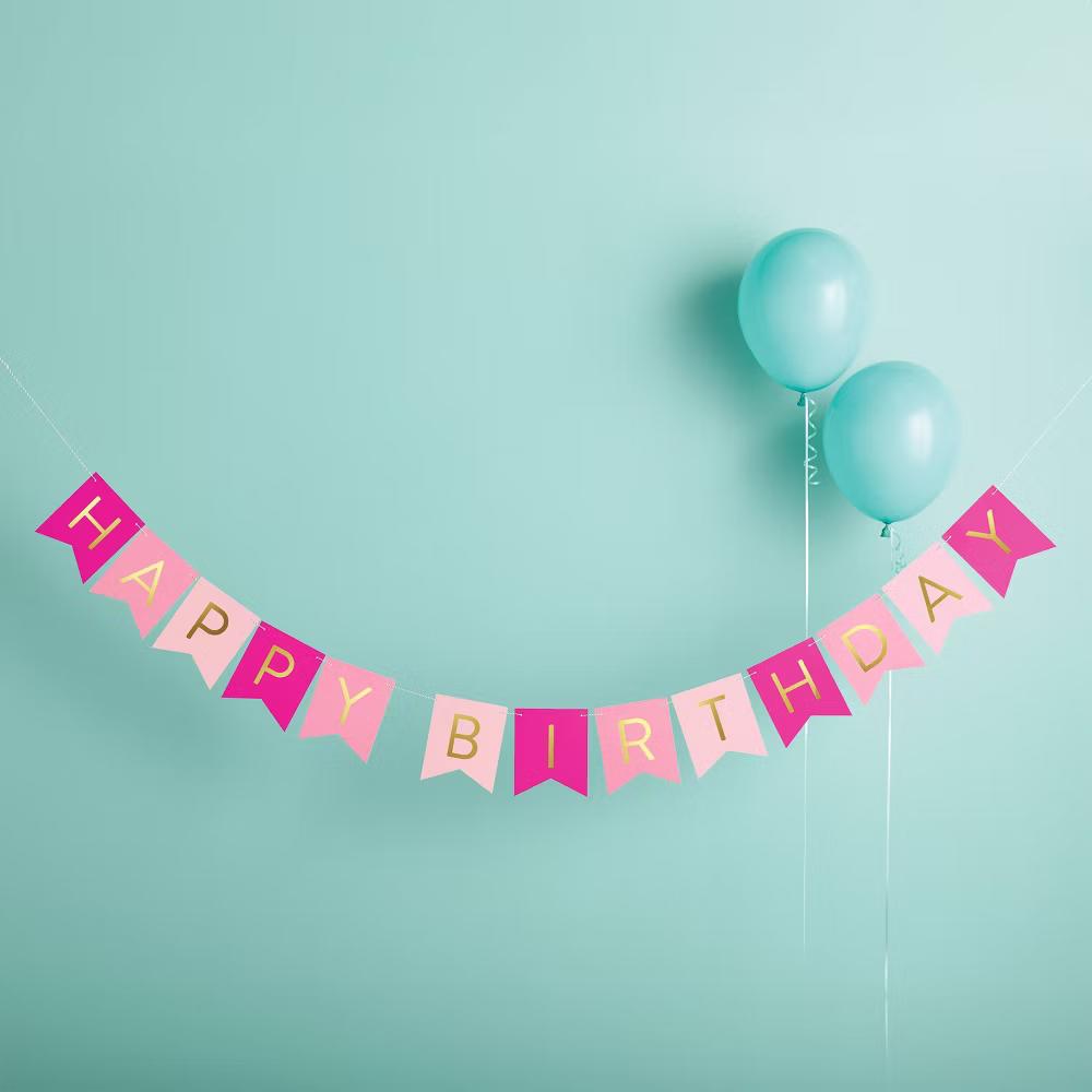 Hot Pink Happy Birthday Banner