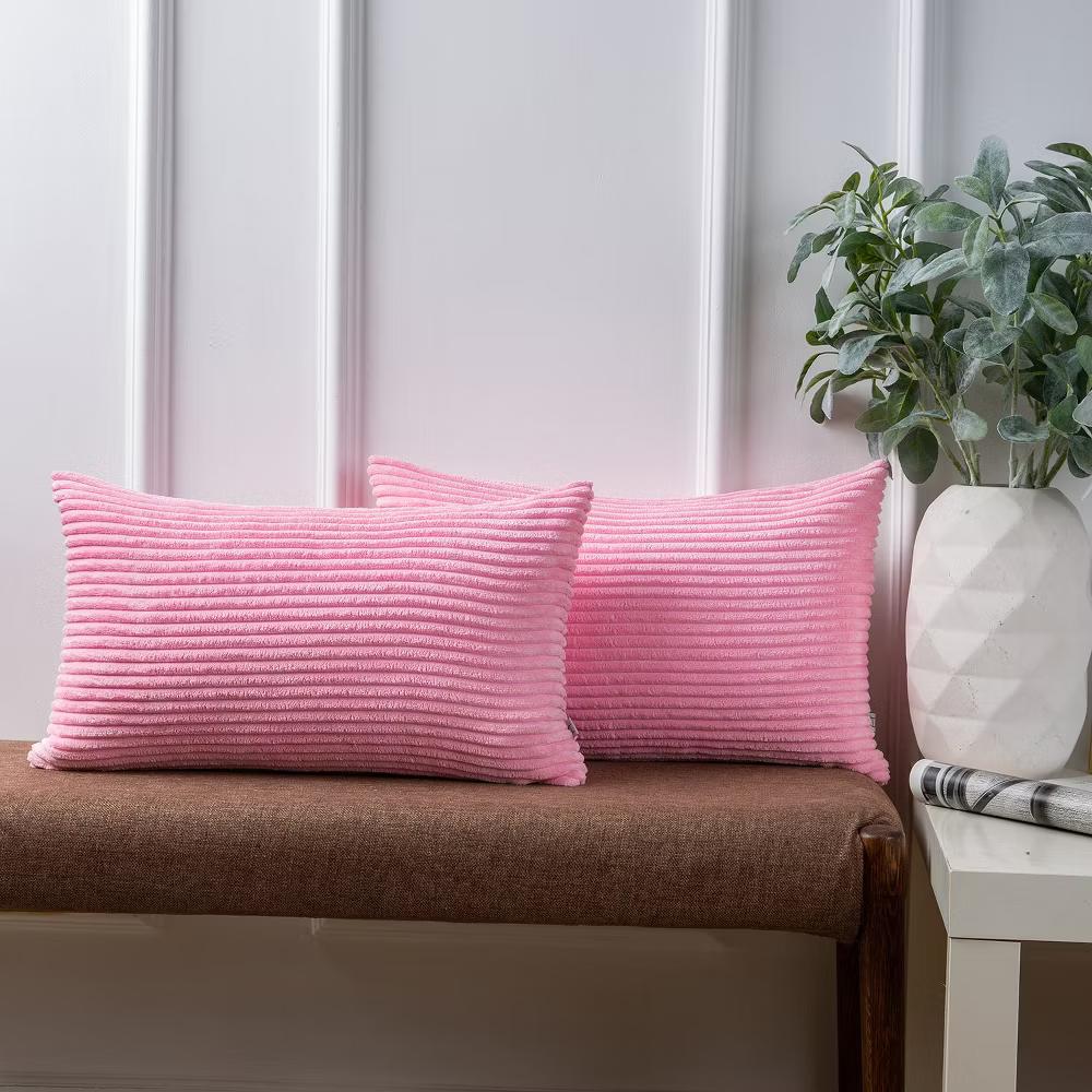 Phantoscope Solid Color Corduroy Pillow Covers Set of 2 Plush Velvet & Soft Accent - Image 22