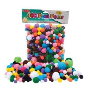 Pom-Poms, Assorted Sizes/Colors, Bag of 300