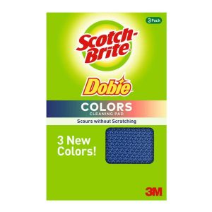 Dobie Non-Scratch and Fast-Drying Multicolor Scrubbing Pads - 3ct