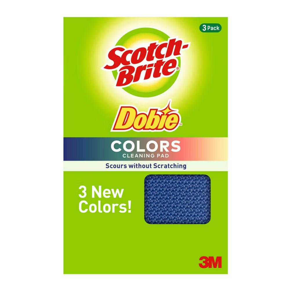 Dobie Non-Scratch and Fast-Drying Multicolor Scrubbing Pads - 3ct