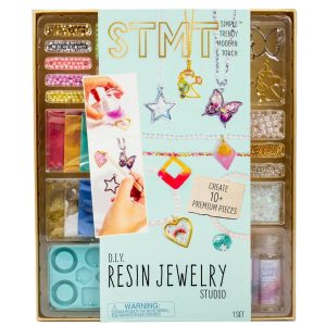 D.I.Y. Resin Jewelry Studio - Jewelry Making Kit with Beads, Resin Charms, Glitter & Instructions for Adults