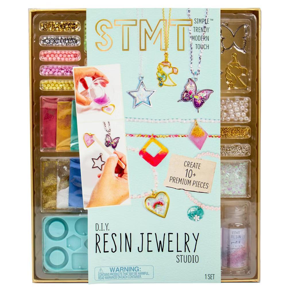 D.I.Y. Resin Jewelry Studio - Jewelry Making Kit with Beads, Resin Charms, Glitter & Instructions for Adults