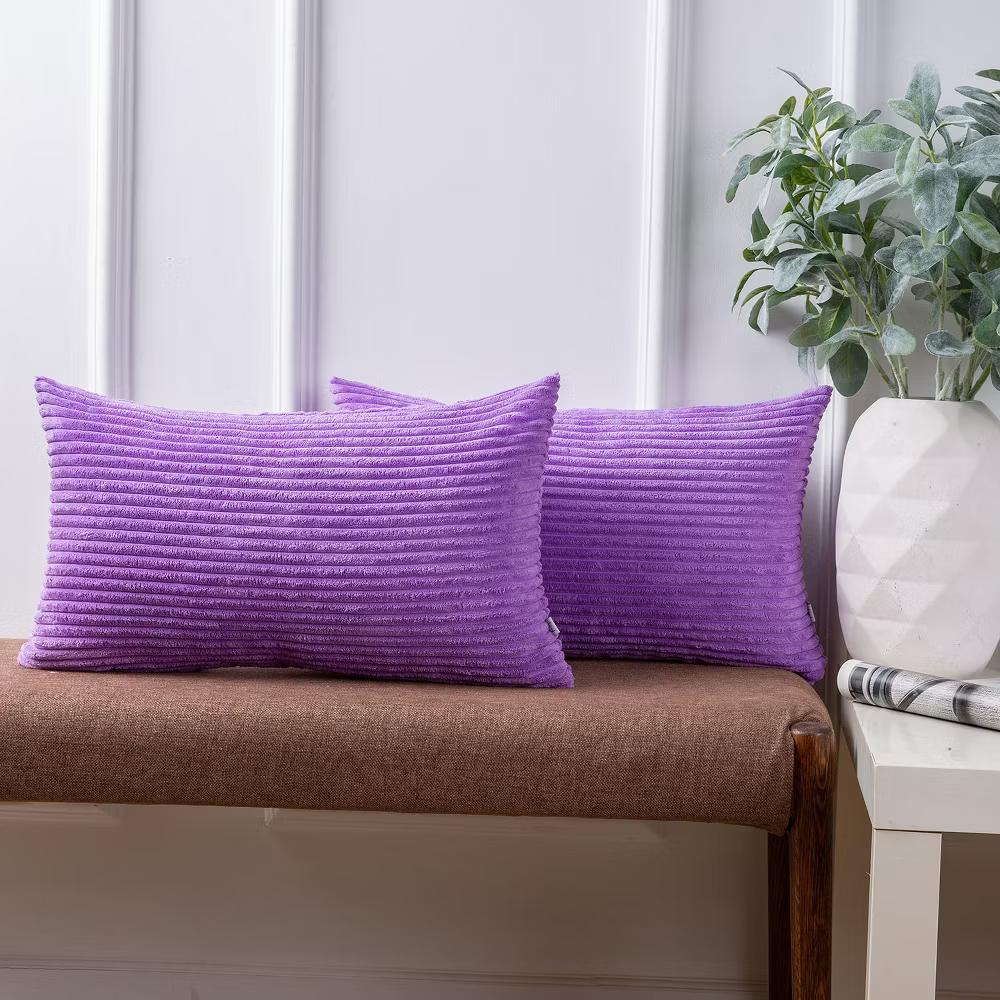Phantoscope Solid Color Corduroy Pillow Covers Set of 2 Plush Velvet & Soft Accent - Image 26