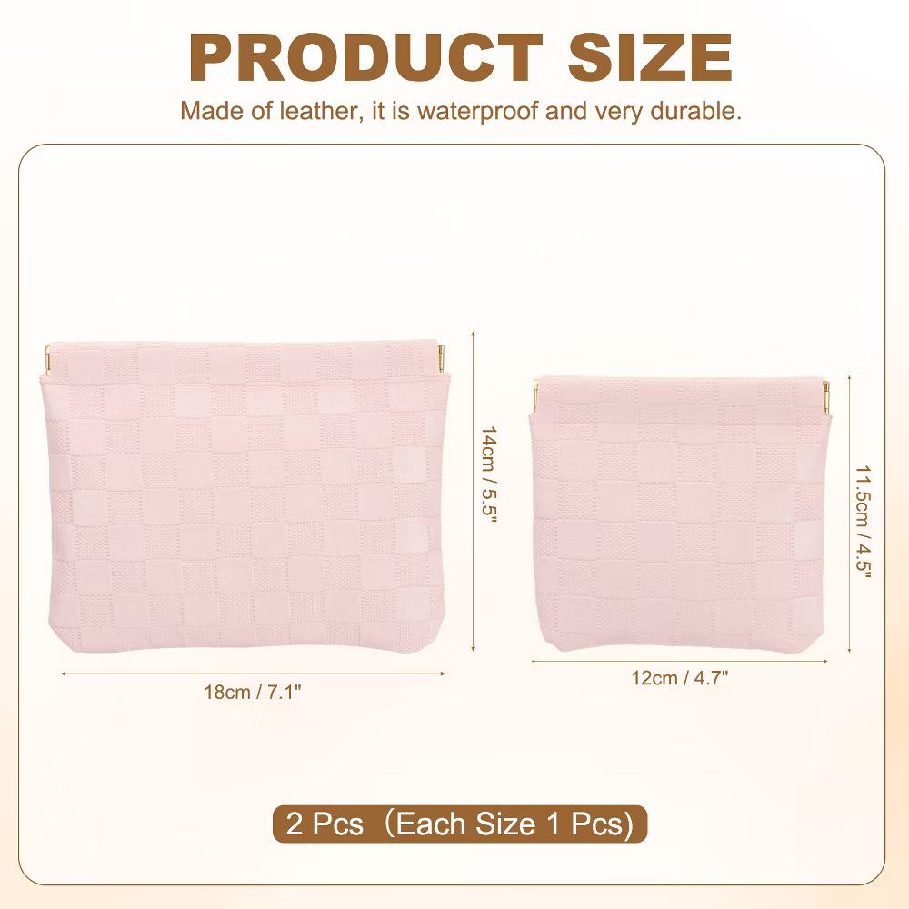 Leather Waterproof Travel Organizing Mini Snap Closure Makeup Pouchs 2 Pcs - Image 8