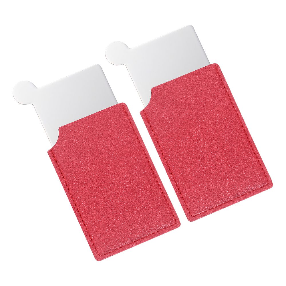 Small Rectangle Travel Women Portable Pocket Mirror with Leather Case 2 Pcs - Image 29