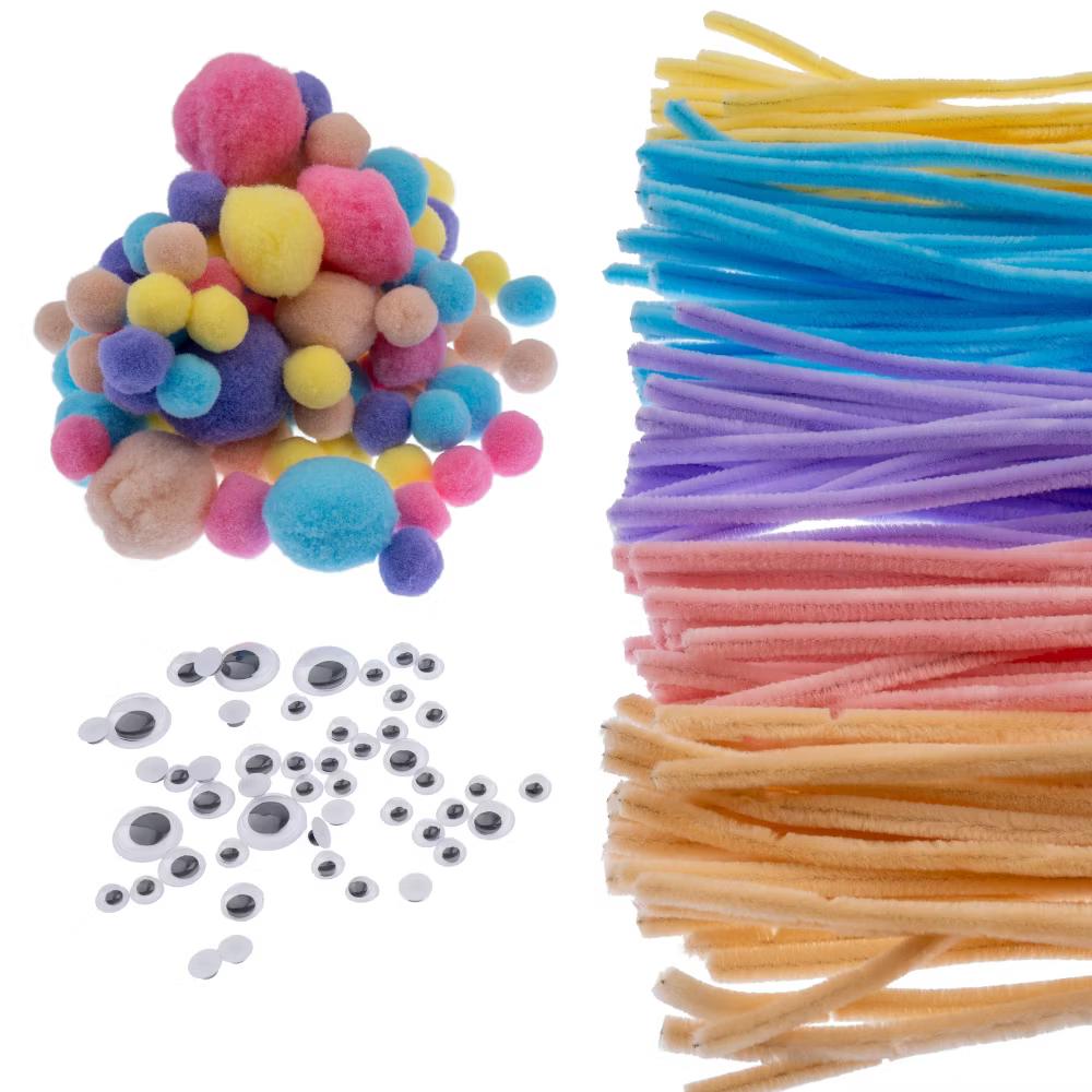 300ct Craft Combo Pack Pipe Cleaners Pompoms Googly Eyes Activity Kits - Image 27