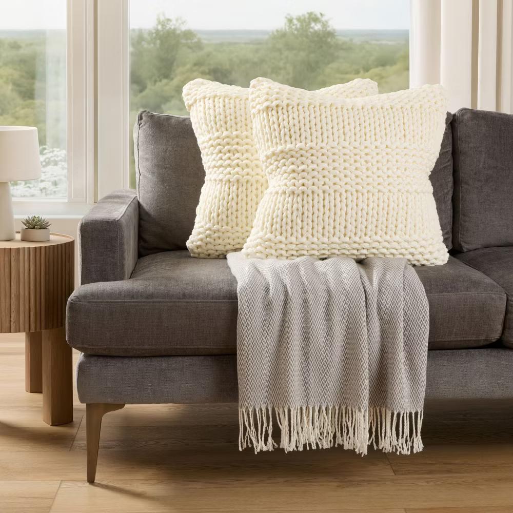 Cozy Chunky Knit Throw Pillow Cover And Pillow Insert - Image 58