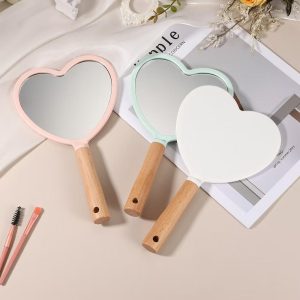 Heart Wood Portable Travel Single-Sided Makeup Hand Held Mirror