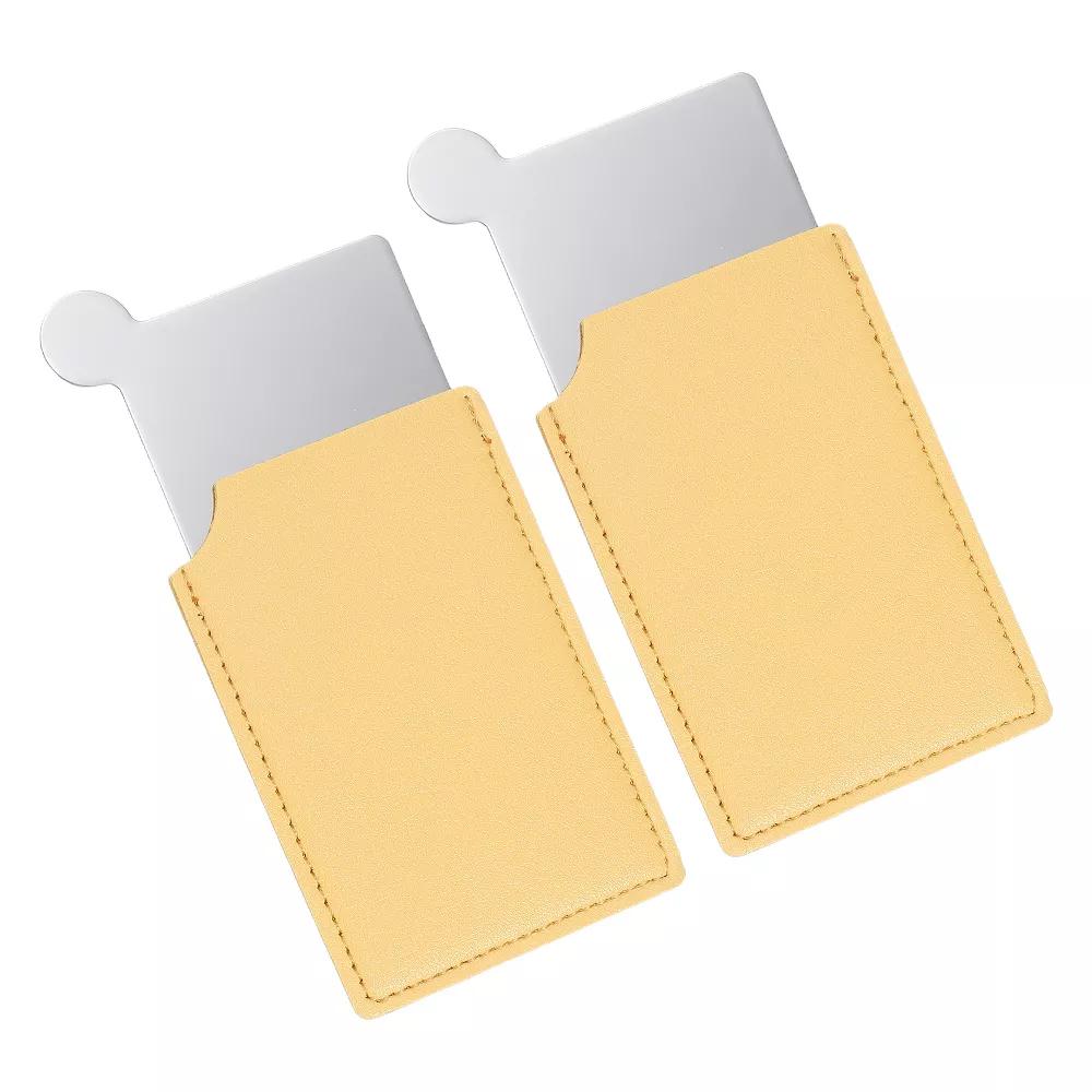 Small Rectangle Travel Women Portable Pocket Mirror with Leather Case 2 Pcs - Image 32