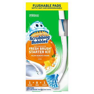 Scrubbing Bubbles Fresh Brush Toilet Bowl Cleaner Kit - Citrus - 1 Wand 8 Flushable Refills 1 Stand - Image 3