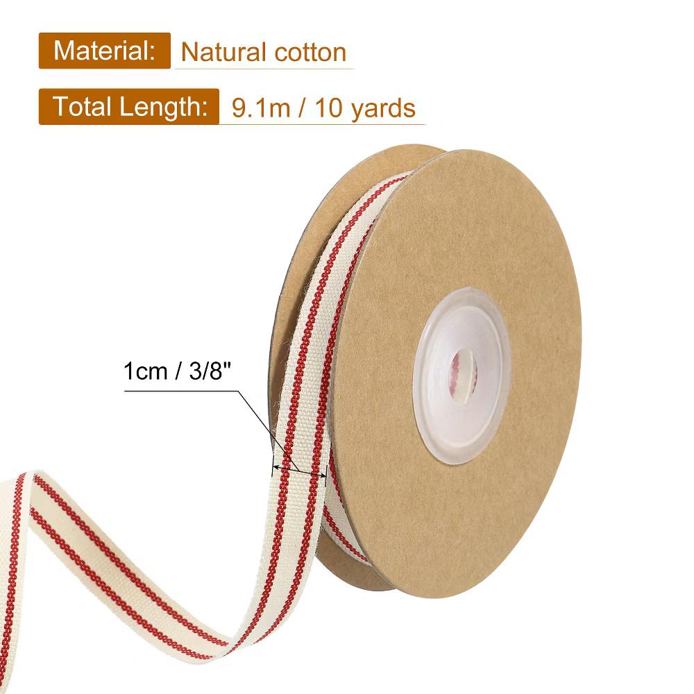 Cotton Fabric Striped Grosgrain Craft Embellishments Ribbon 10 Yard - Image 23