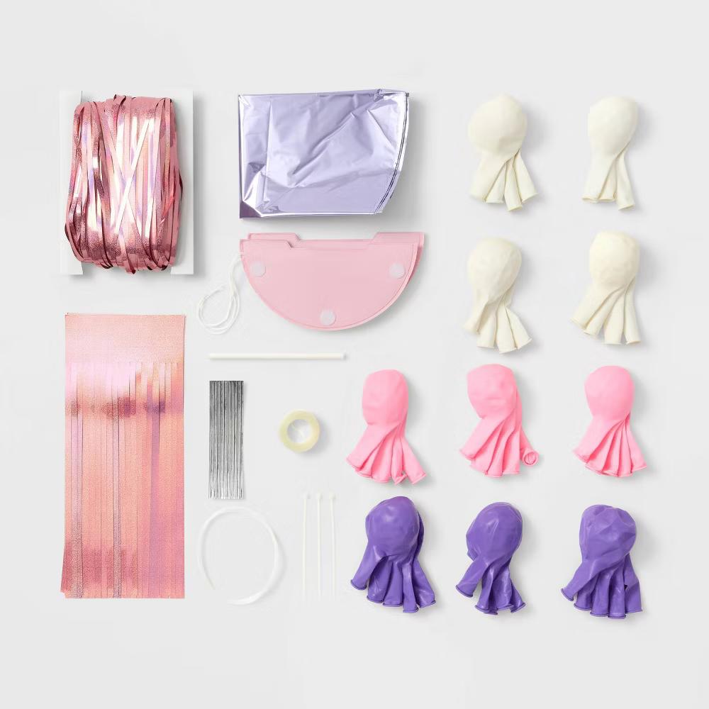 48ct Balloon Arch Garland Décor Kit with Backdrop Pink/Purple - Image 4