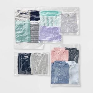 5pc Compression Bag Set - Plastic Zip-Up Storage Bags for Clothes