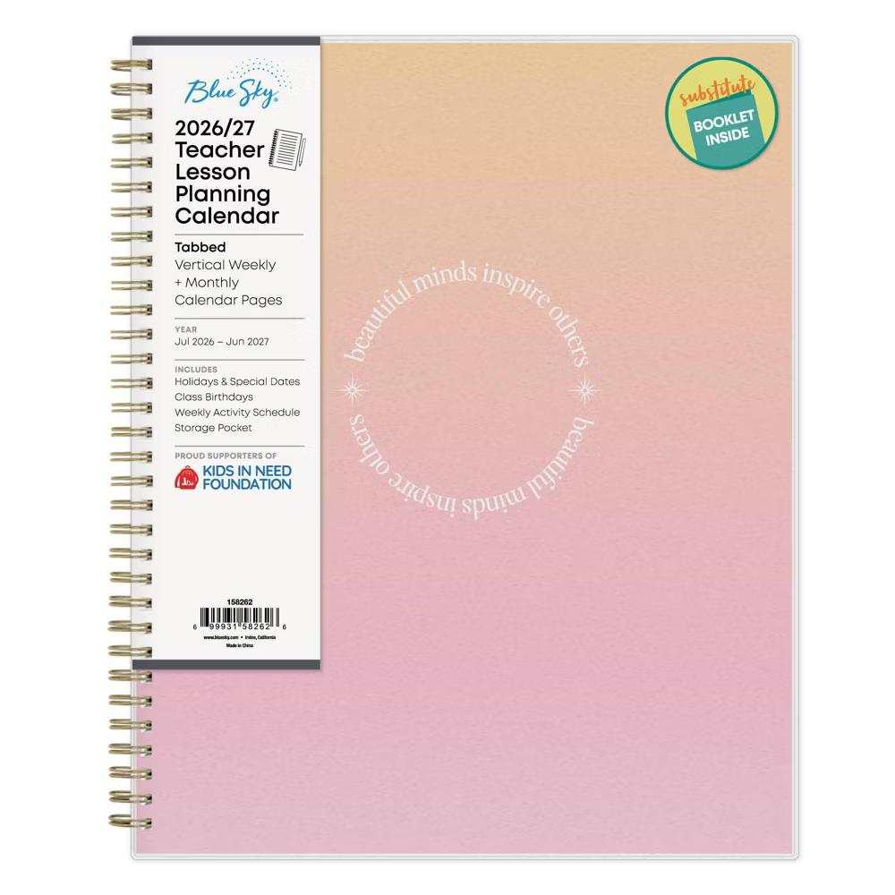 Blue Sky 8.5"x11" 2026-2027 Weekly/Monthly Teacher Planner Frosted with Notebook and Pouch Beautiful Minds - Image 2