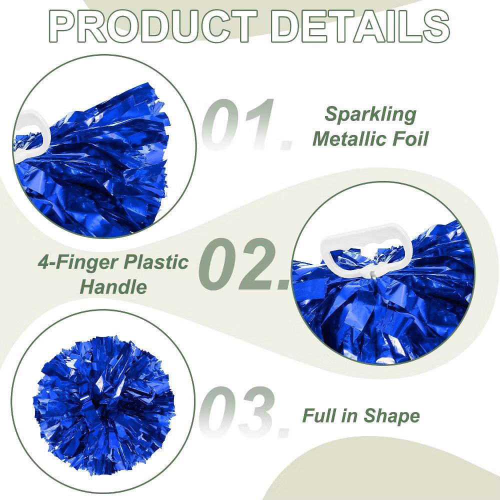 Durable Metallic Cheerleading Pom Poms Cheer Pompoms 2 Pcs