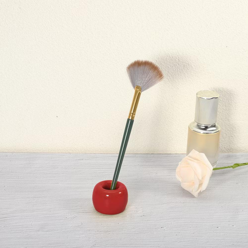 Bathroom Round Mini Ceramic Toothbrush Holder 1.65"x1.18" 2Pcs - Image 59