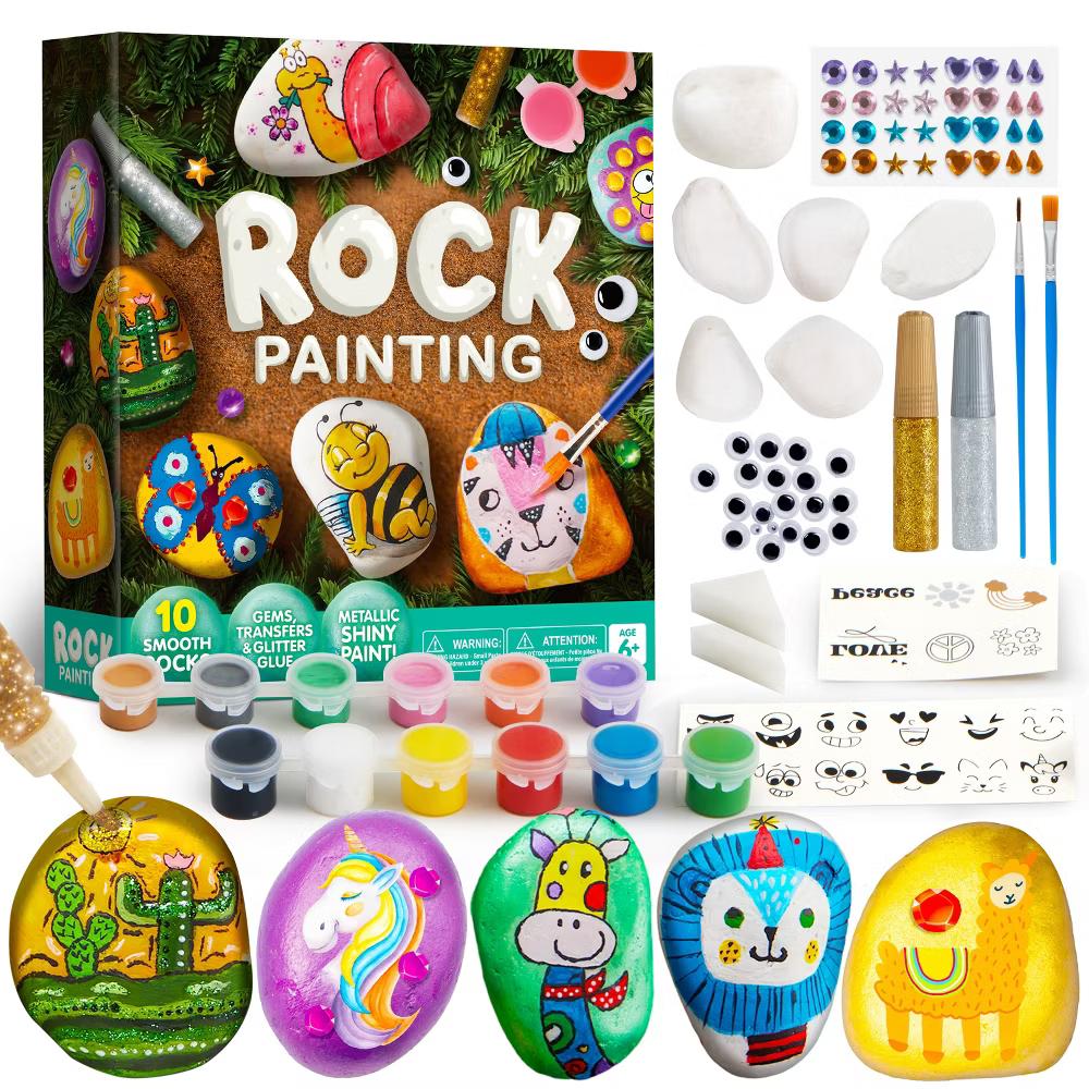 10 Pcs Rock Painting Craft Kit for Kids, Creative DIY Arts & Crafts for Kids Age 6-12, Toddler Birthday Gifts, Easter Painting Activity - Image 6