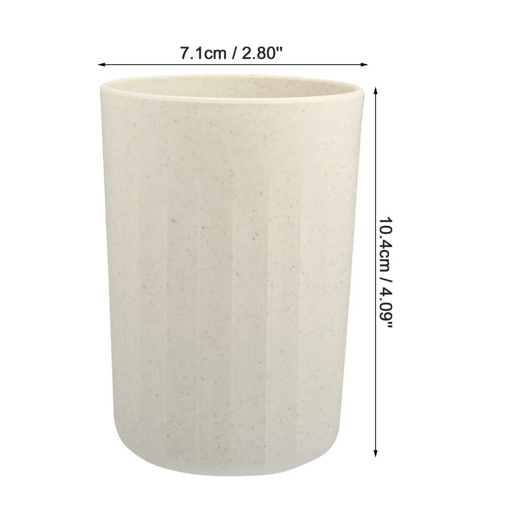 Bathroom Tumbler with Smooth Lines Wheat Straw Cup for Bathroom for Toothpaste 4.09''x2.80'' 1Pc - Image 4