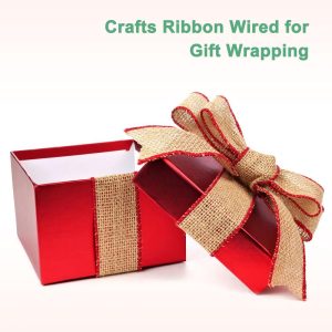 Burlap Wired Edge Durable Thick Fabric Ribbons for DIY Crafts 1 Pc