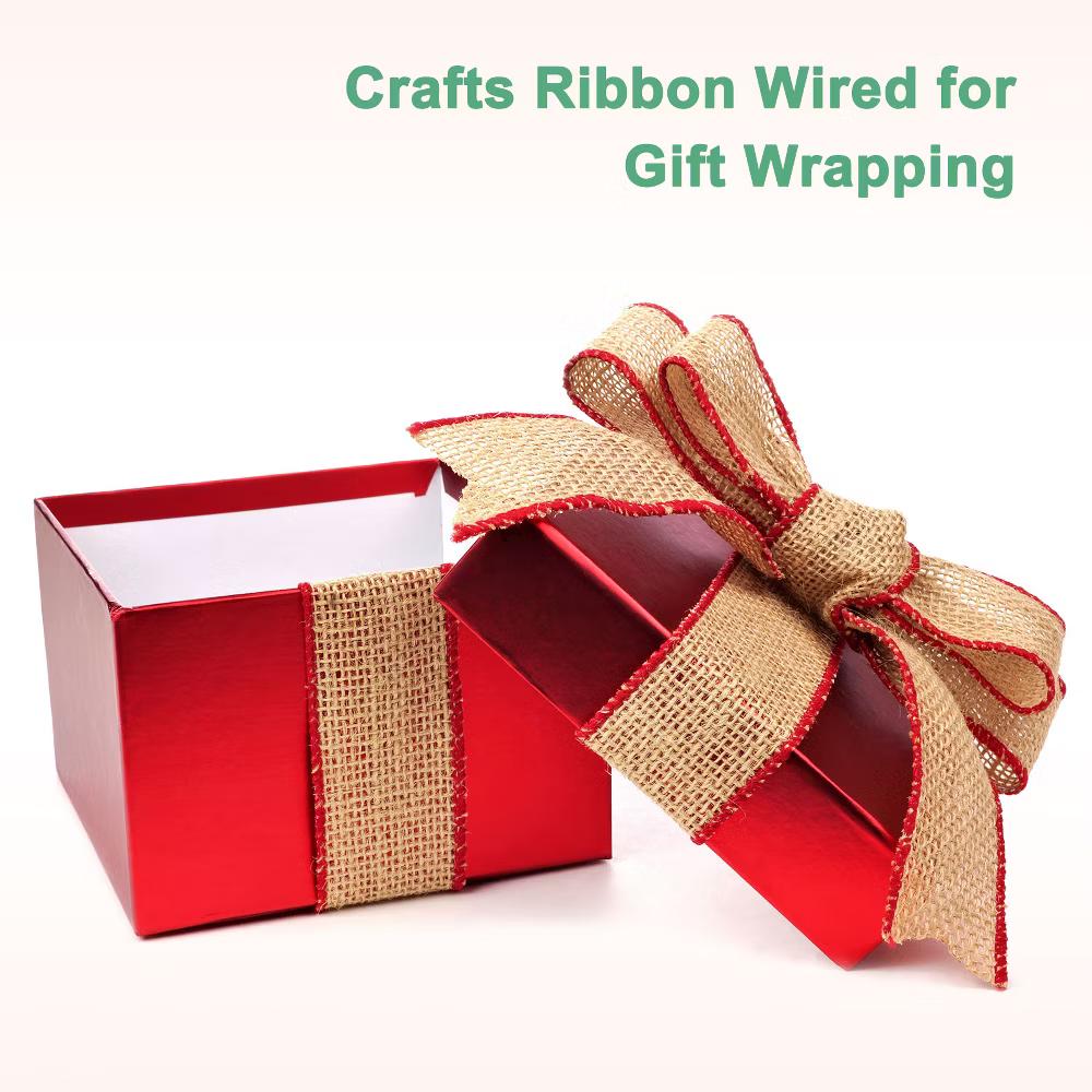 Burlap Wired Edge Durable Thick Fabric Ribbons for DIY Crafts 1 Pc