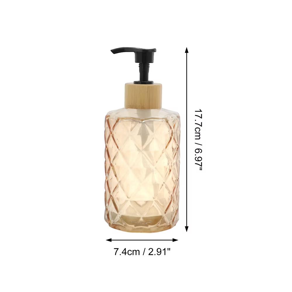 Reusable Round Bottom Diamond Pattern Soap Dispenser 11.16oz 1 Pc - Image 8