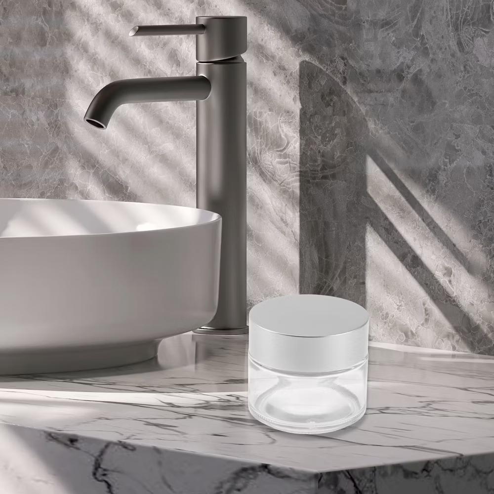 Transparent Cream Glass Bottle for Bathroom 1 Pc