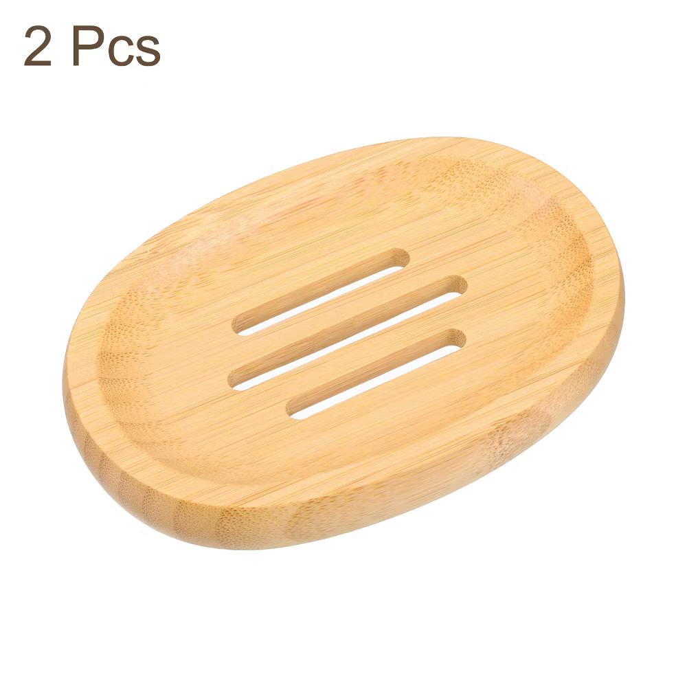 Natural Bamboo Self-Draining Smooth Bathroom Soap Dish - Image 2