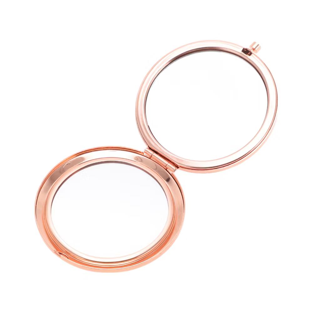 Round Compact Makeup Mirror Rose Gold Tone 1 Pc - Image 5