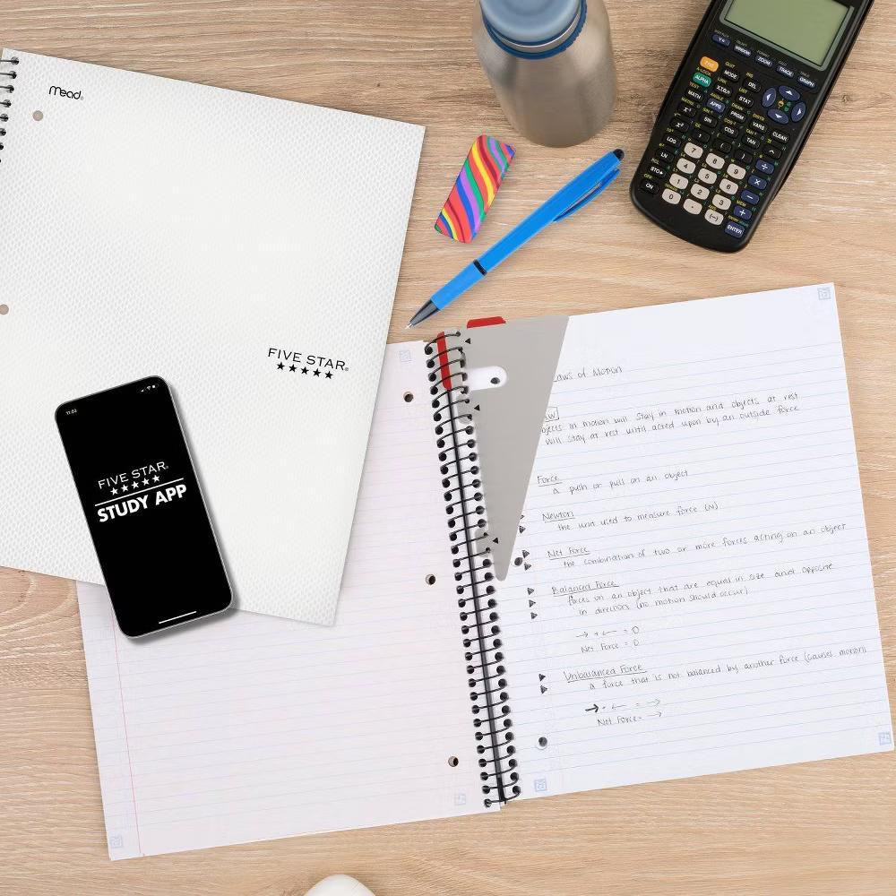 Five Star 220 Sheets College Ruled Notebook Feature Rich White: 5 Subject, Spiral, 3 Hole Punched, Perforated Pages - Image 9