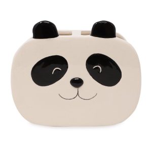 Isaac Jacobs Ceramic Animal Makeup Brush Holder - Multi-Purpose Cup Organizer for Home Décor - 2-Section Cup - White