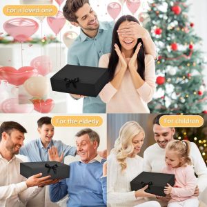 12 Pack Black Gift Boxes with Lids 12 9.8 3.1 Inch Ribbon Luxury Boxes for Bridesmaid Graduation Wedding Birthday Party