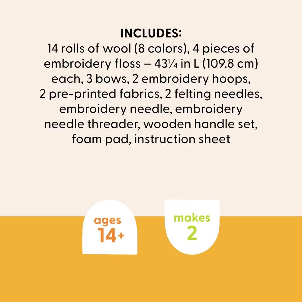 2ct Nursery Craft Animal Needle Felting Activity Kit - Image 2