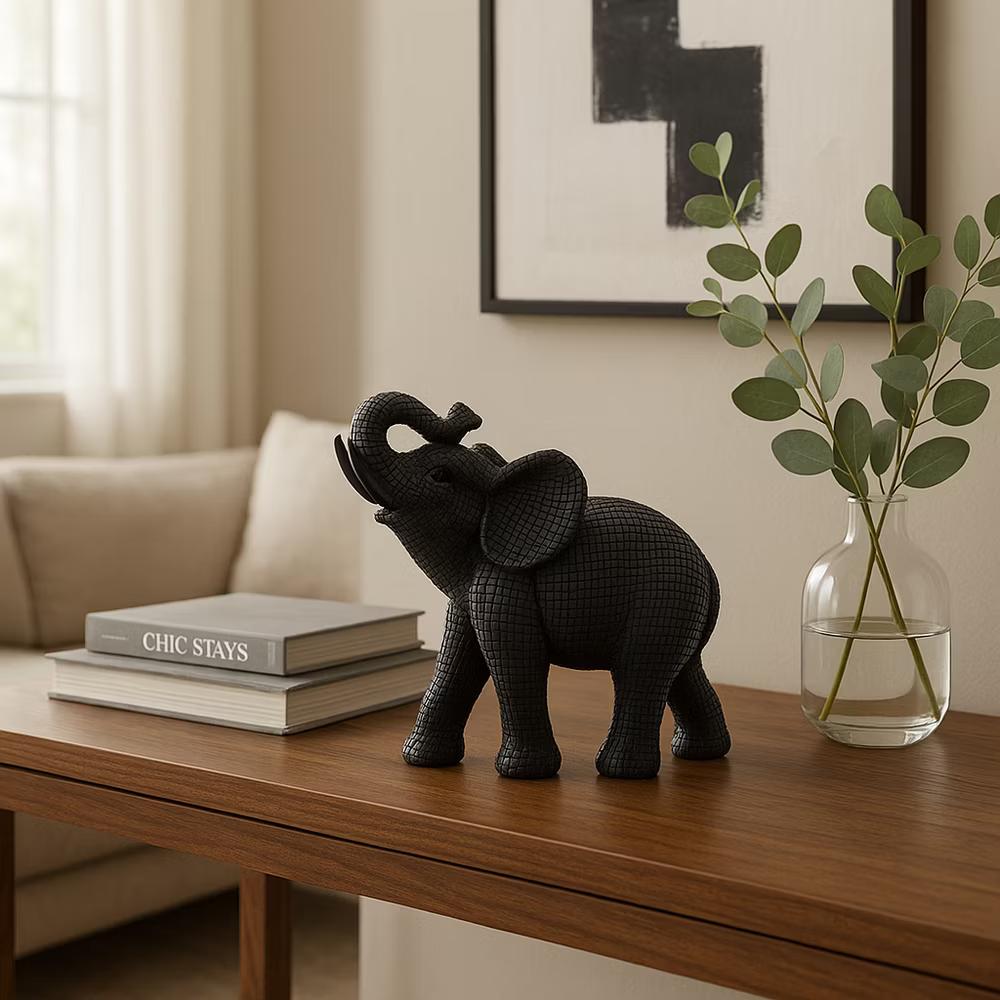 Sagebrook Home 7" Elephant Sculpture - Decorative Polyresin Elephant Statue For Home Decor - Table Accent, Desktop Figurine - Image 10