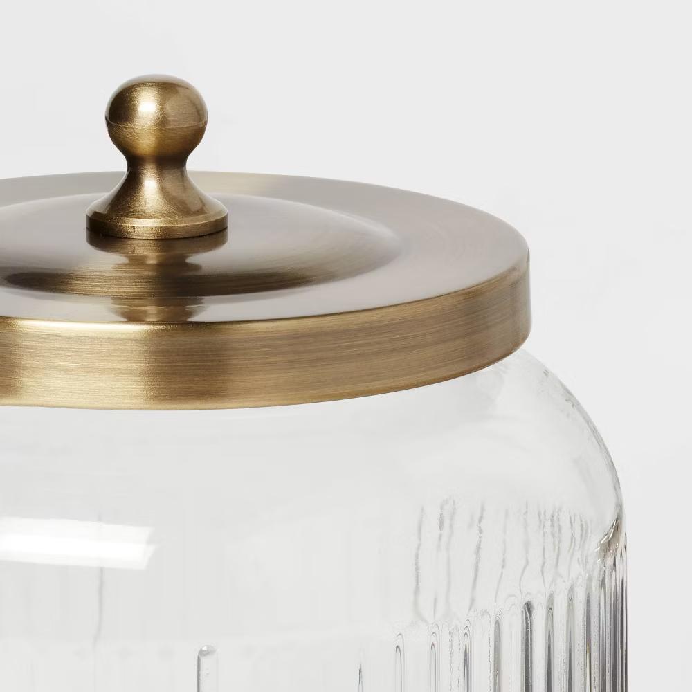 Small Glass Bath Canister Brass - Elegant Storage Container with Lid for Bathroom Organization - Image 3