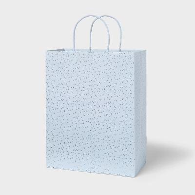 Medium Foil Print Confetti Kraft Gift Bag Blue/Silver - Image 3