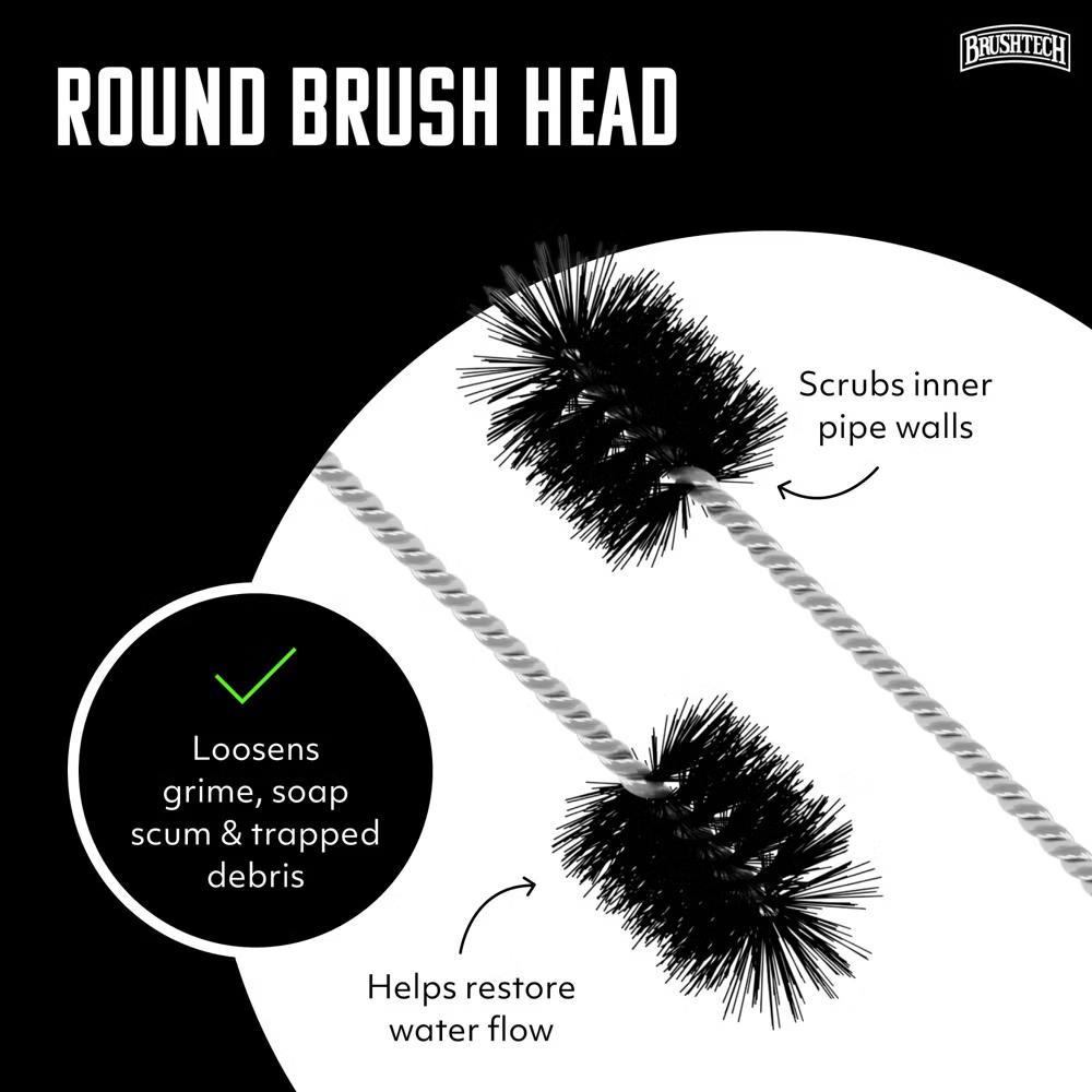 Brushtech 22" Super Flexible Drain Brush - Long Pipe Cleaning Brush for Tough Clogs, Hair, & Debris - Non-Kinking Spring - Made in USA - Image 4