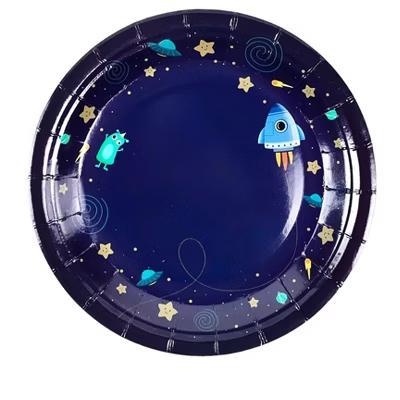 Anna Pookie 8ct Blue Astronaut Small Disposable Paper Party Plates - Image 3