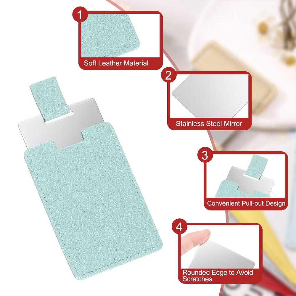 PU Leather Stainless Steel Travel Compact Mini Makeup Mirror - Image 13