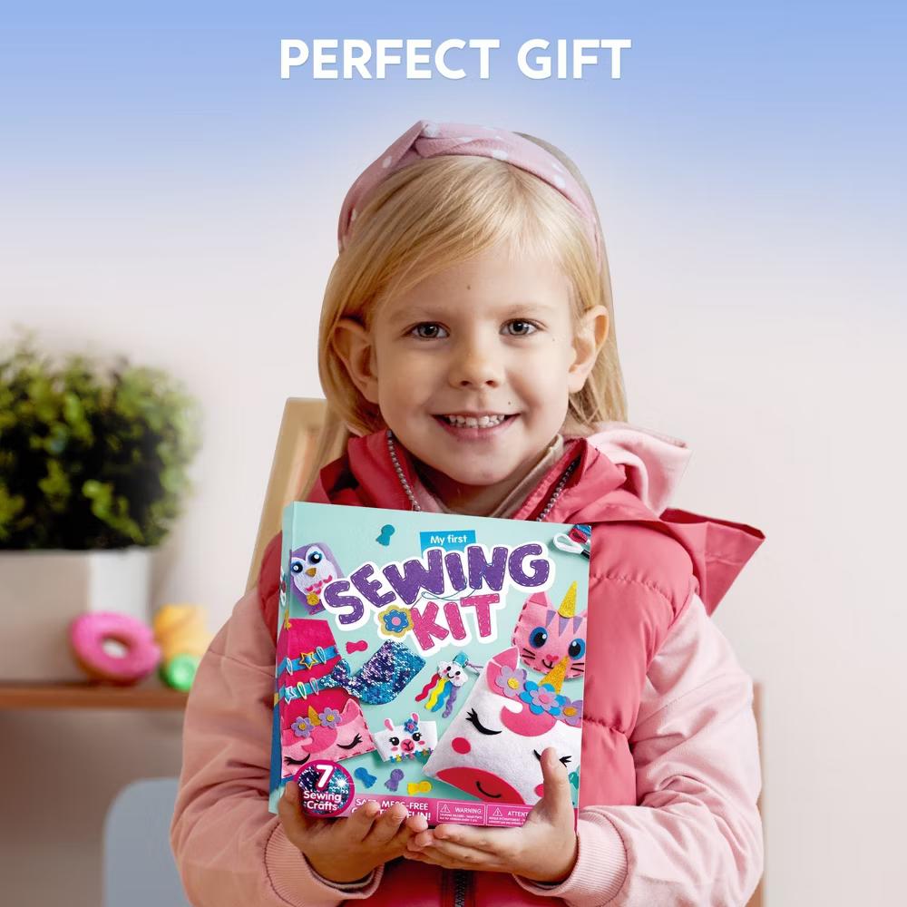 7 Sewing Projects Sewing Kit for Kids - Unicorn & Mermaid Themed DIY Felt Kit, Arts and Crafts, Christmas Birthday Gift for Girls age 6 - Image 2