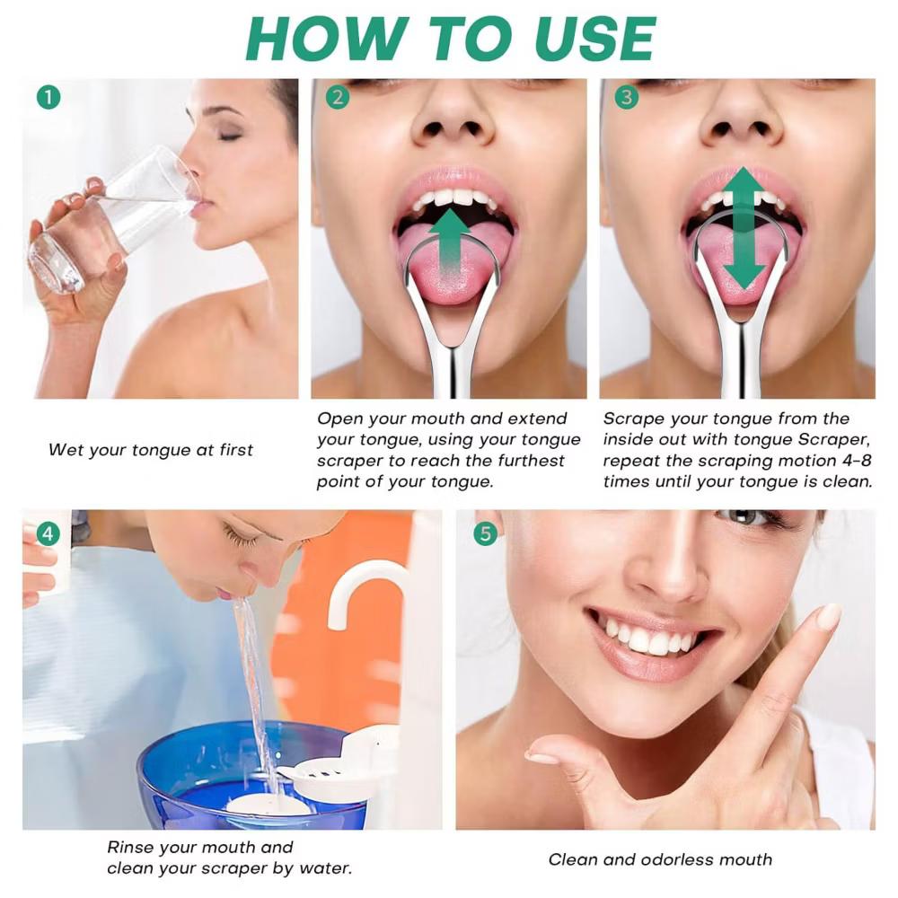 Tongue Scraper for Adults (2 Pack), Reduce Bad Breath, Stainless Steel Tongue Cleaners, 100% Metal Tongue Scraper - Image 6