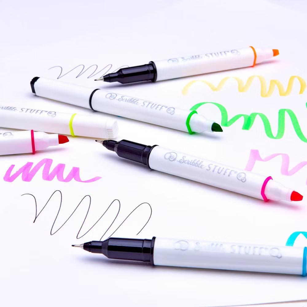 Scribble Stuff 8ct Doubled Ended Highlighter Marker/Fine Tip Pen - Image 2