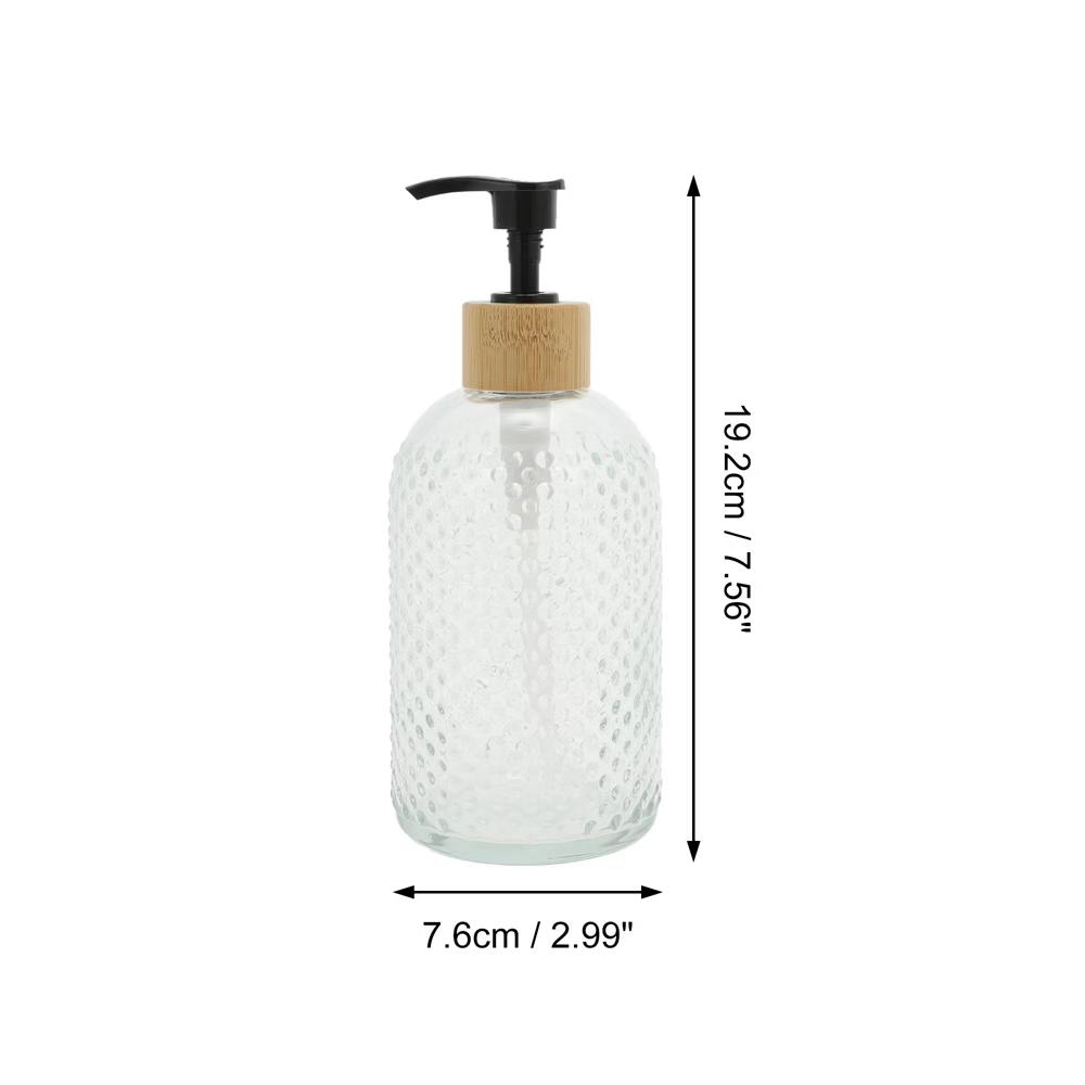 Round Bottom Raindrops Soap Dispenser 13.53oz Clear Black 1 Pc - Image 2