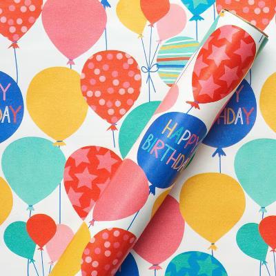 20 Sq Ft Balloons Kids' Birthday Wrapping Paper - Image 2