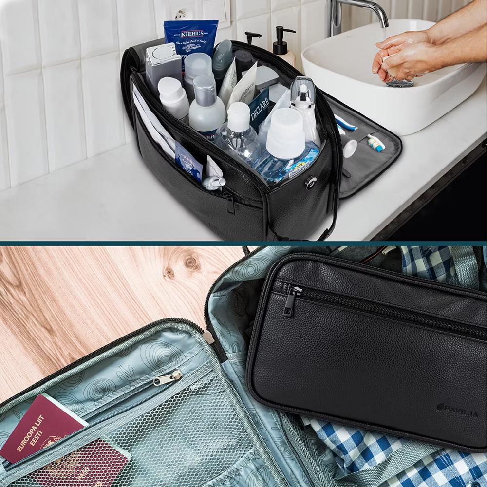 Toiletry Bag for Men, Travel Essentials Shaving Dopp Kit, Water Resistant Cosmetic Makeup Organizer Case - Image 3