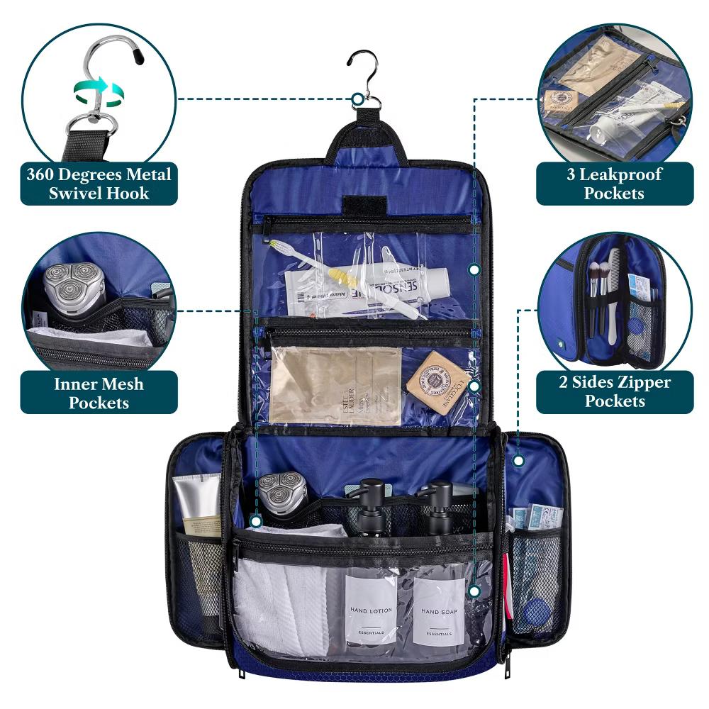 Large Hanging Toiletry Bag, Travel Women Men Cosmetic Organizer, Water Resistant Makeup Accessories Essentials Kit - Image 14