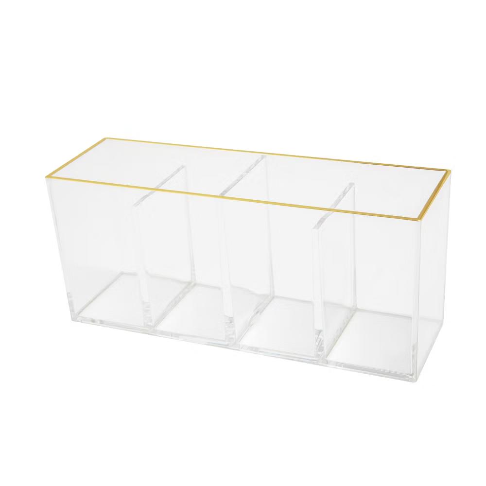 Martha Stewart Kerry Plastic 4 Compartment Pen Holder Office Desktop Organizer with Gold - Image 8