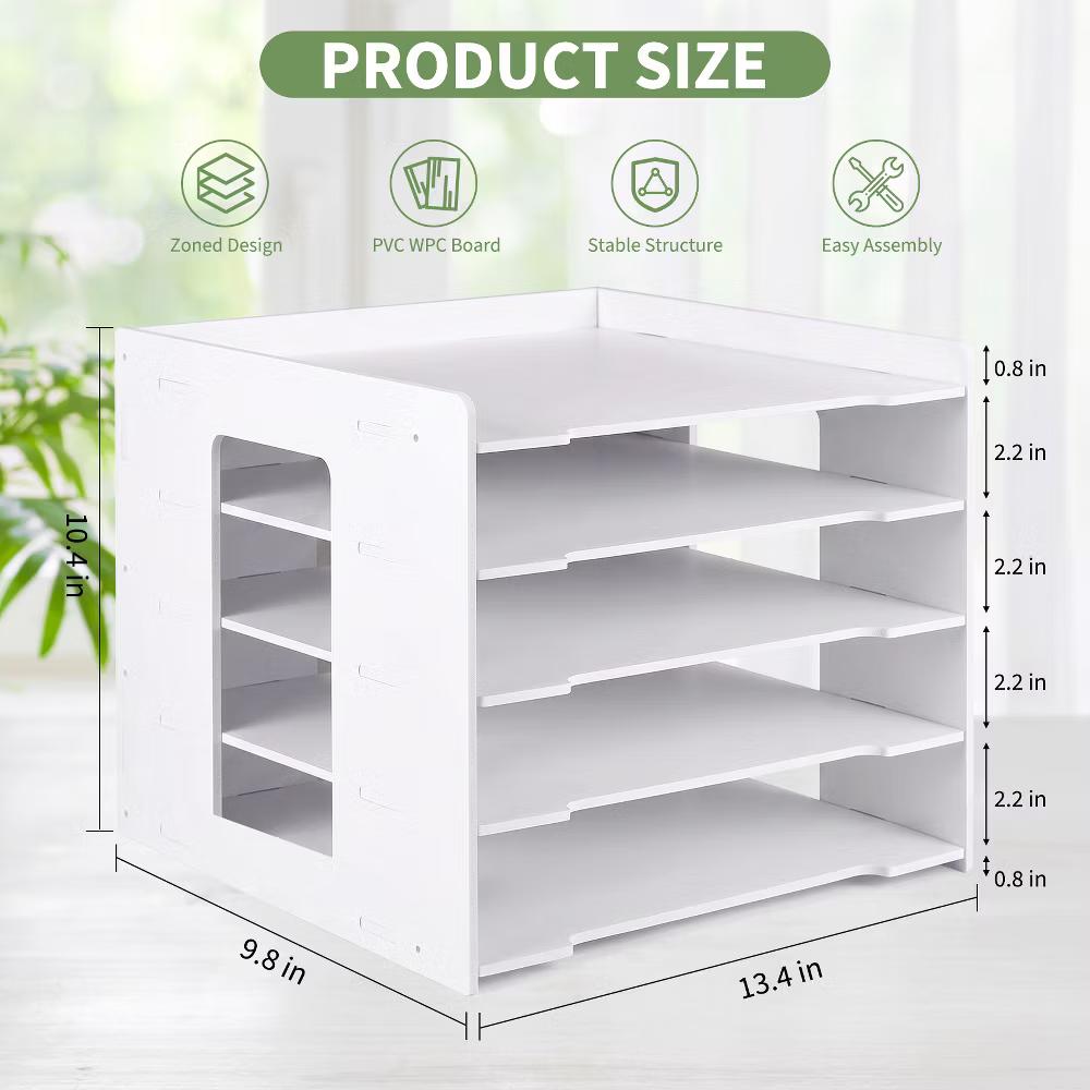 Multi-Layer Desktop File Organizer, Adjustable A4 Paper Storage Rack, Waterproof PVC Wood Plastic Board, Office Desk Folder Holder - Image 13