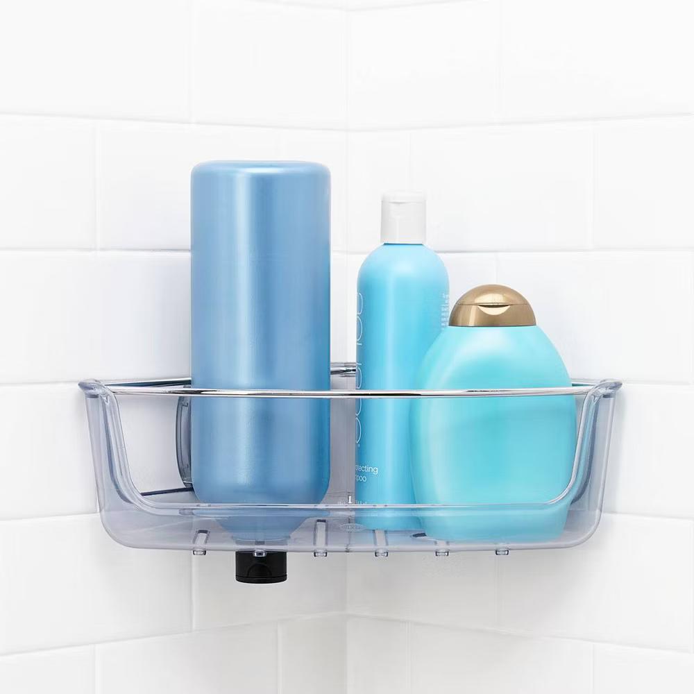 Stronghold Suction Corner Basket: Stainless Steel & Plastic Shower Organizer, Bath Storage - Image 8